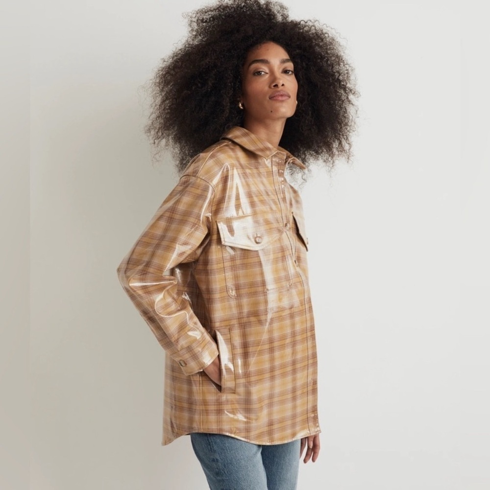 NWT • Madewell Laminated Oversized Shirt-Jacket in Yarn-Dyed Plaid •M - Picture 5 of 10